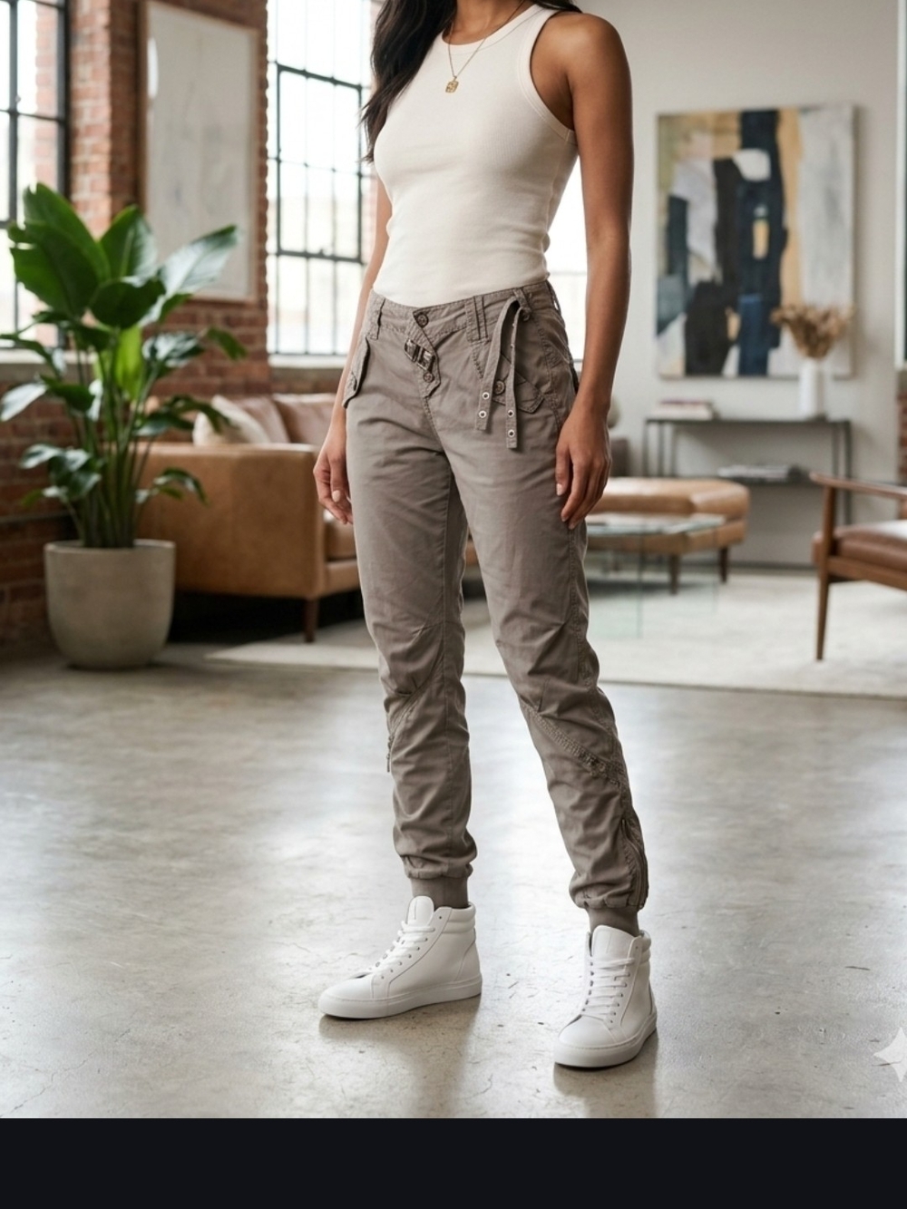 Liu Jo Taupe Cargo Jogger Pants